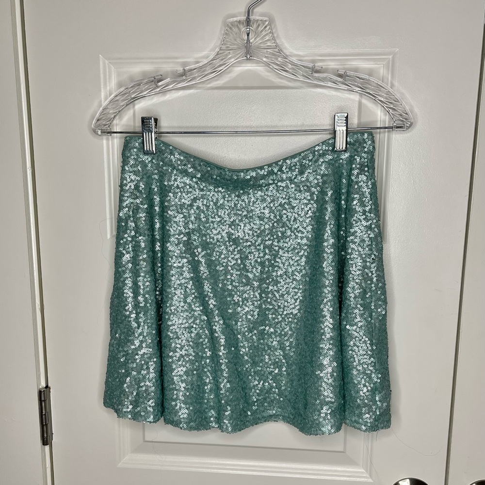 Aquamarine sequins skater skirt